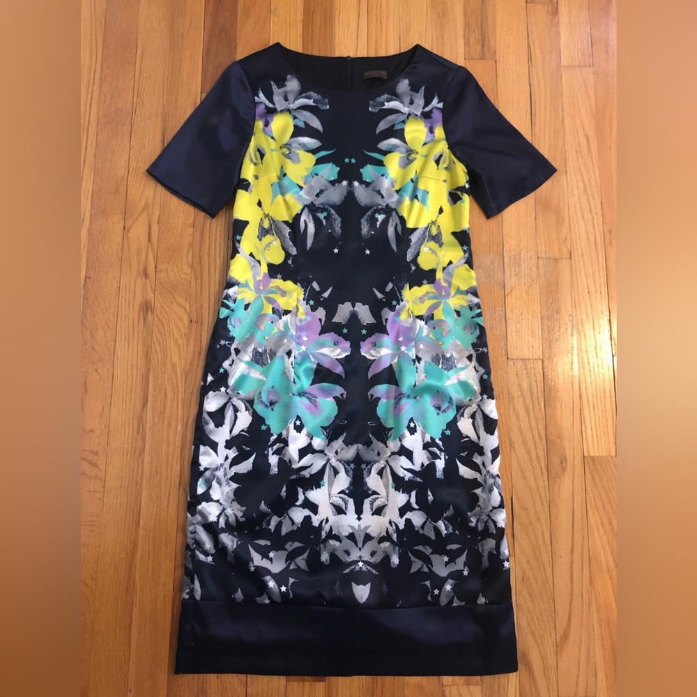 A-line navy blue flower print dress by s. Oliver dress size M